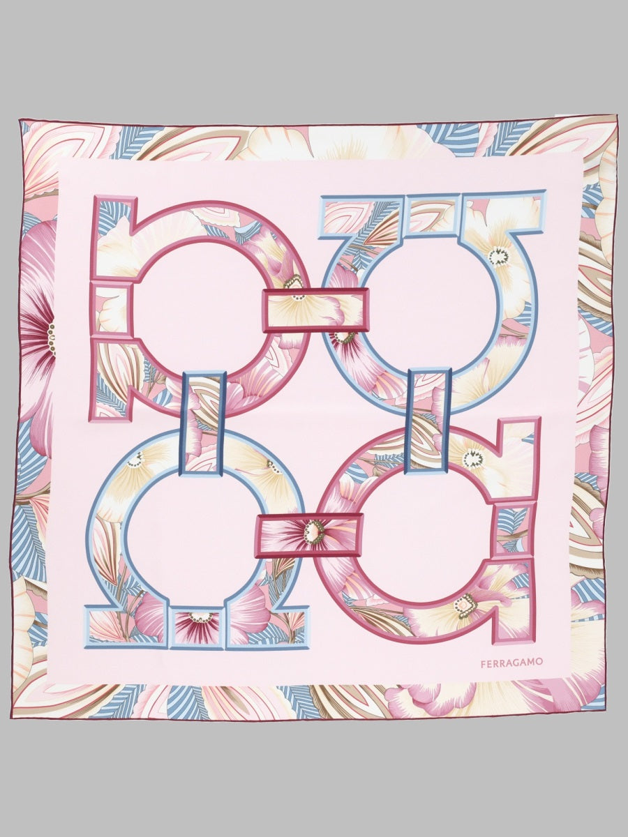 Silk Foulard Gancini Pink Scarf