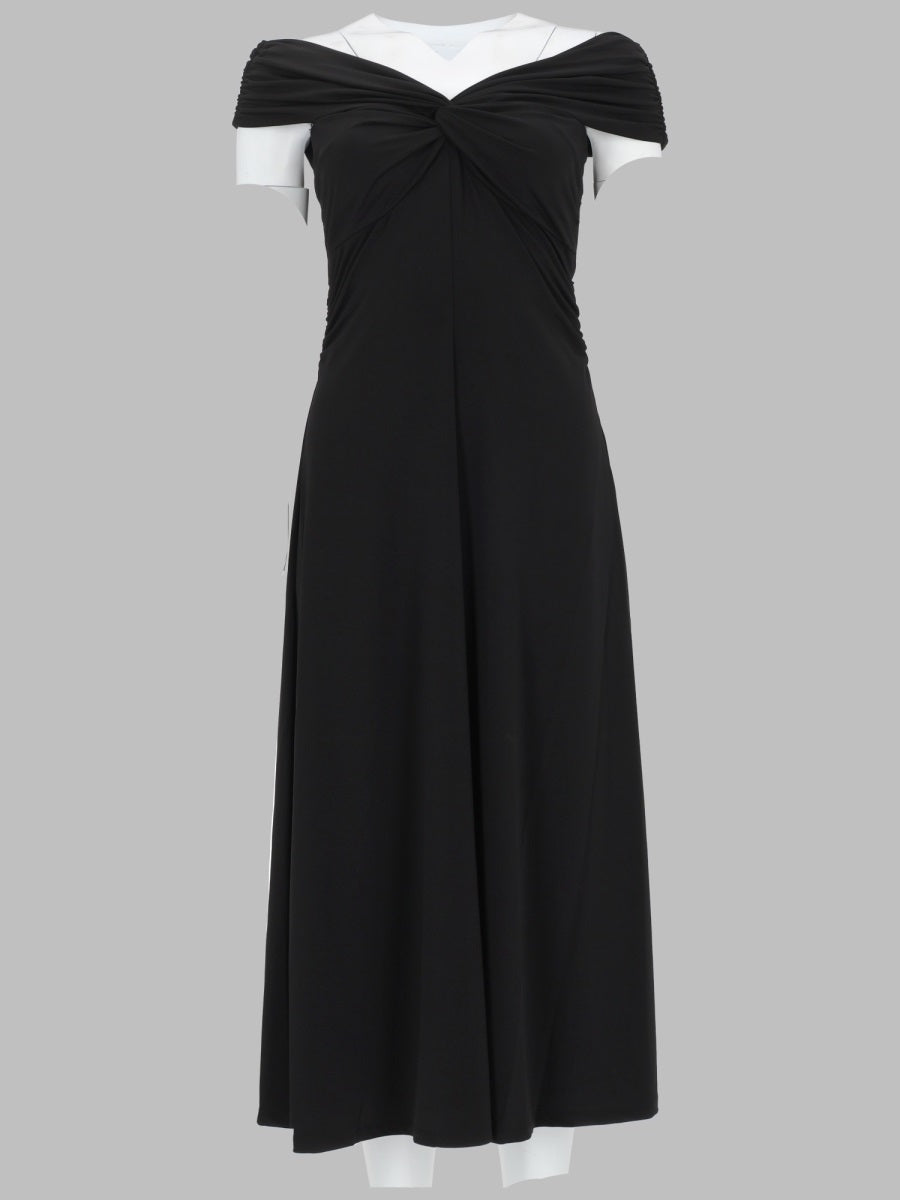 Dress Knotted Draped Black Recycled Polyester