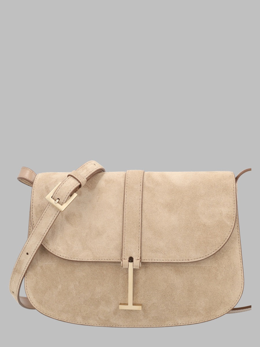 Shoulder Bag Beige Calf Leather