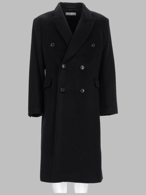 Double-Breasted Coat Whale Black Wool Mohair Trench & Raincoats
