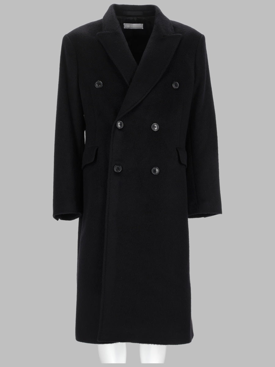Double-Breasted Coat Whale Black Wool Mohair Trench & Raincoats