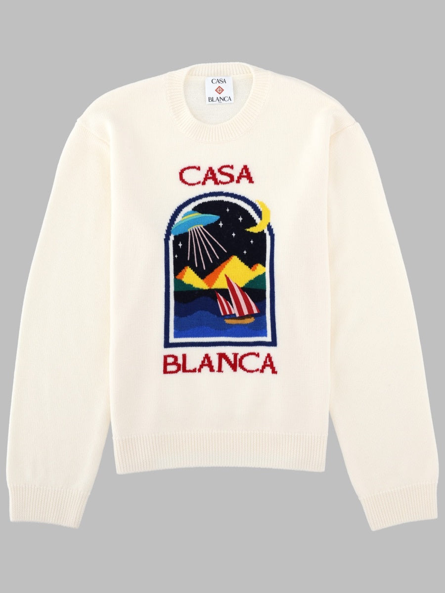 Knit Sweater White Wool Jumpers