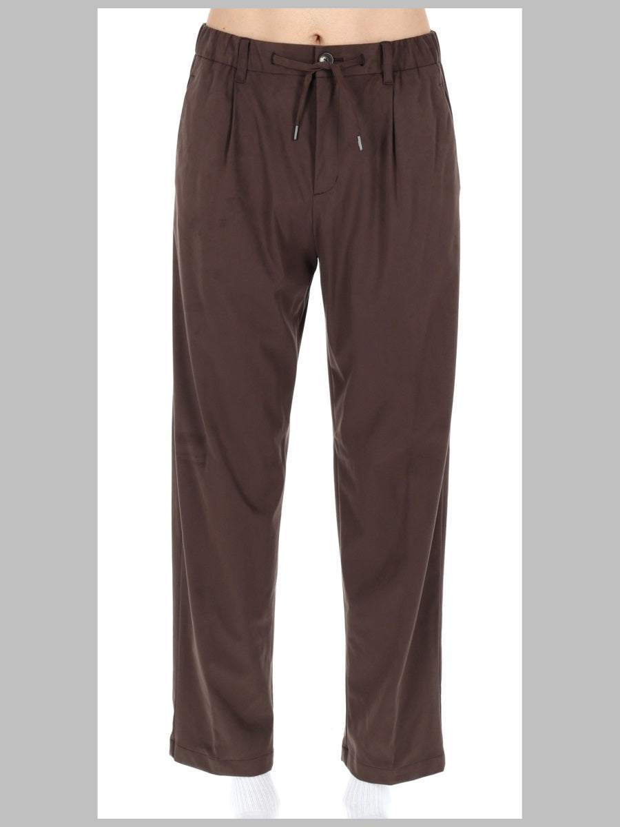 Trousers Resort Brown Polyester Elastane