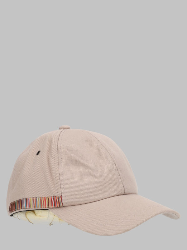 Baseball Cap Signature Stripe Beige Cotton Hat