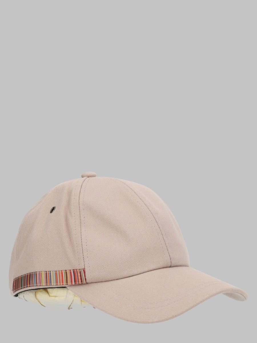 Baseball Cap Signature Stripe Beige Cotton Hat
