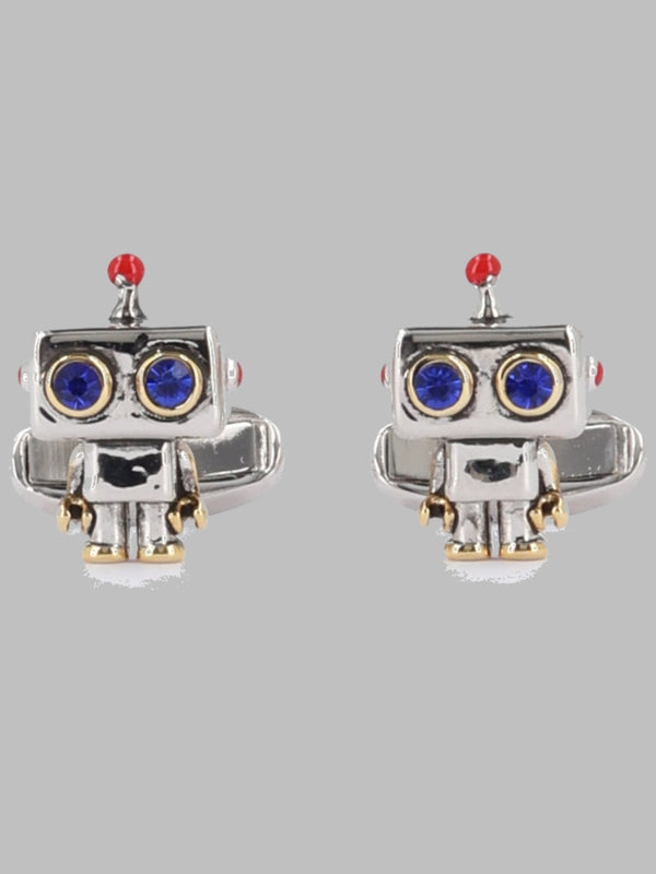 Cufflinks Robot Silver Copper