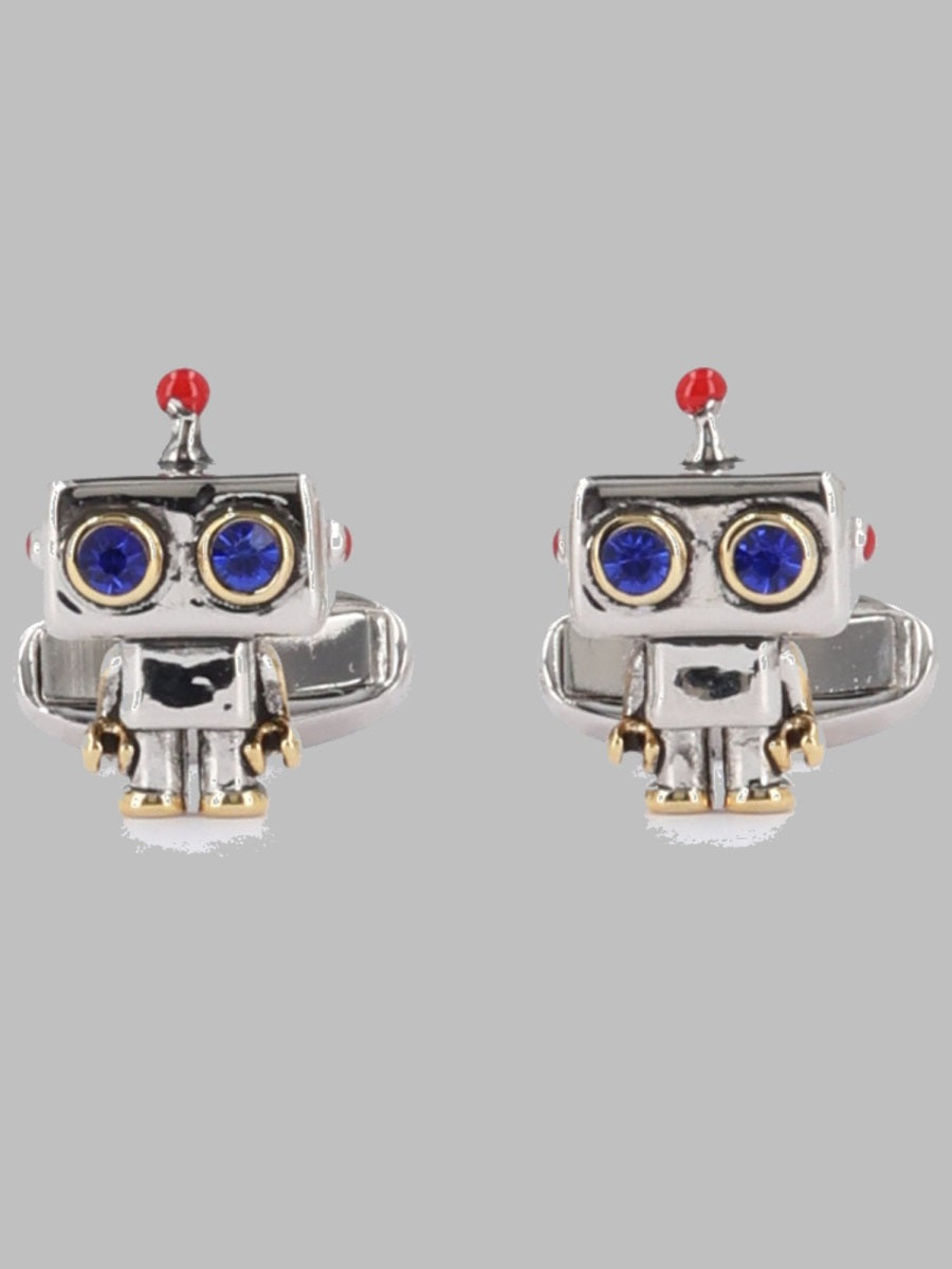 Cufflinks Robot Silver Copper