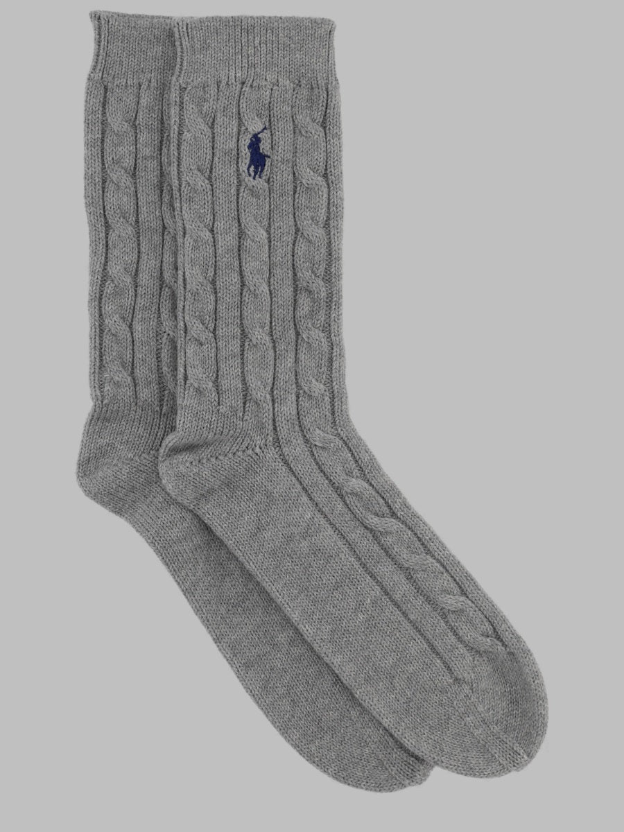 Socks With Logo Embroidery Grey Cotton
