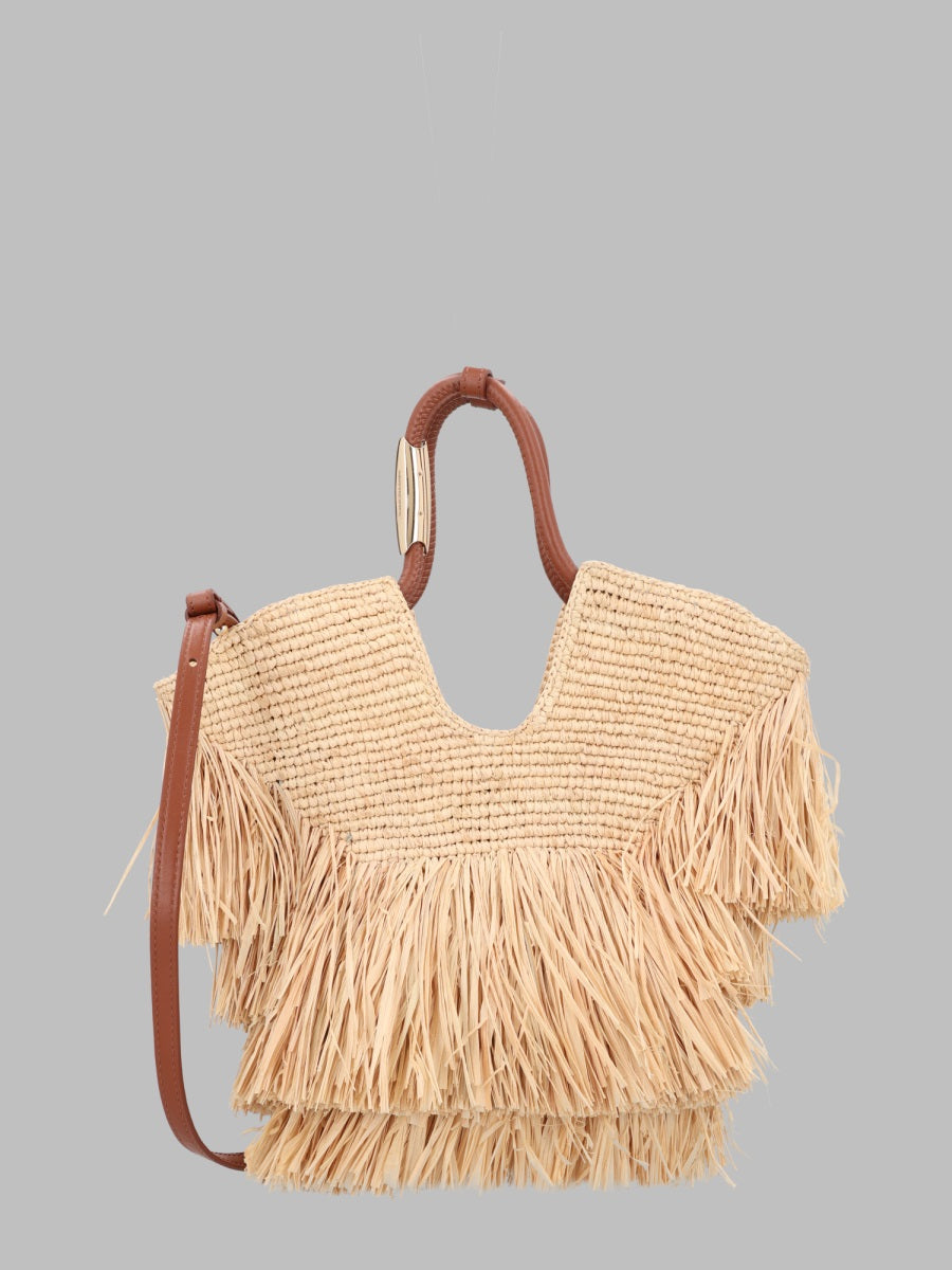 Tote Bag Goldentime Beige Raffia Handbags