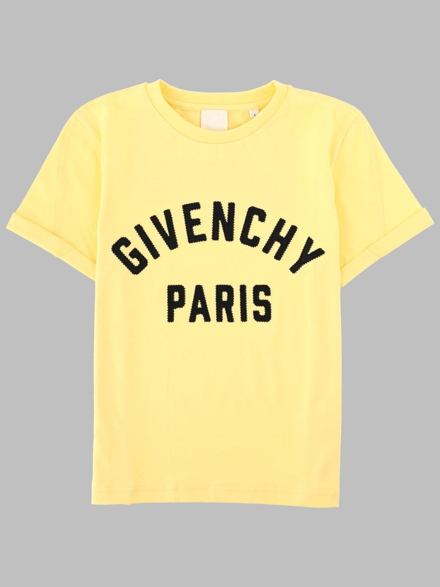 T-Shirt With Logo Print Yellow Cotton T-shirts