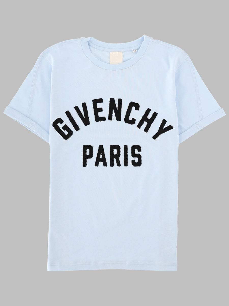 T-Shirt With Logo Print, Blue Cotton T-shirts