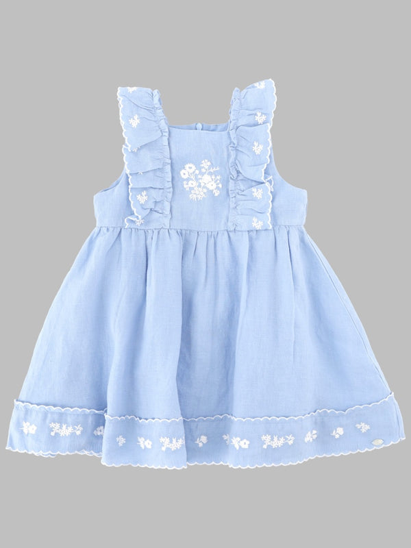 Linen Blend Dress With Ruffled Straps Multicolour
