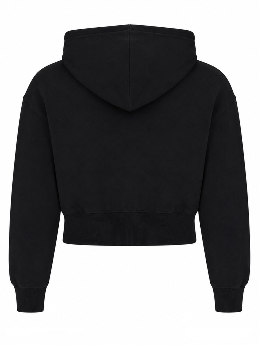 Cropped Sweatshirt With Logo Black Cotton Sweatshirts