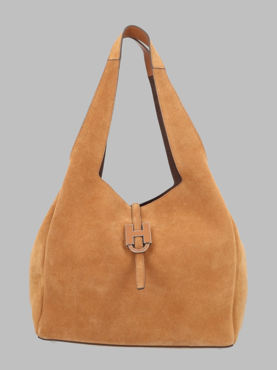 Leather Shopping Tote Beige Shoulder Bags