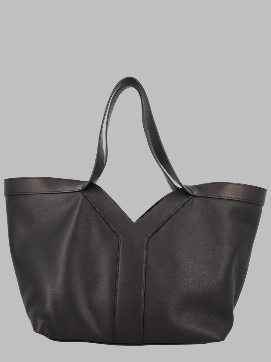 Tote Bag Y Leather Black Calf Shoulder