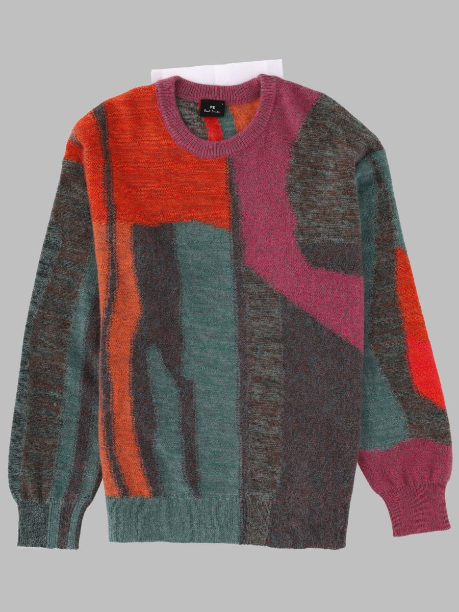 Knit Jumper Floral Glitch Multicolour Cotton Nylon Wool Mohair Jumpers