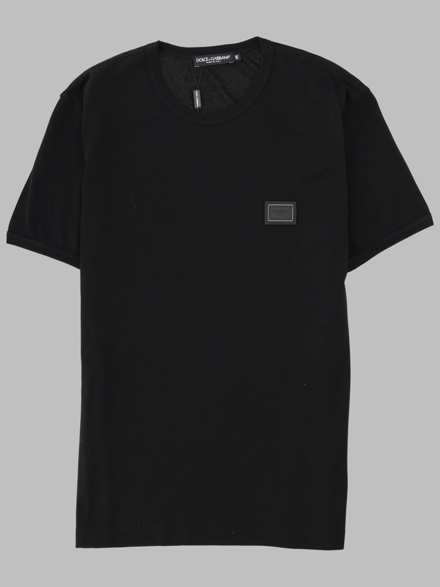 Cotton T-Shirt With Plaque Black T-shirts