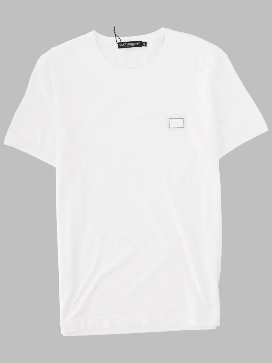 Cotton T-Shirt With Plaque White T-shirts