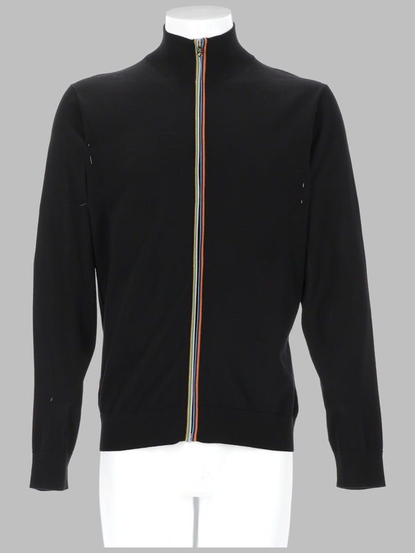 Cardigan With Zip, Merino Wool Black Jumpers