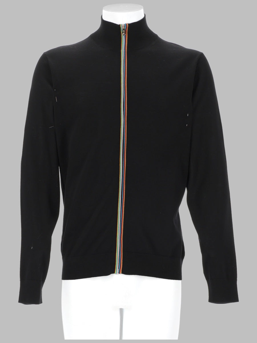 Cardigan With Zip, Merino Wool Black Jumpers