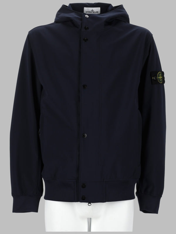 Hooded Jacket Blue Polyester