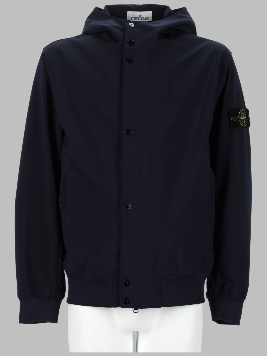 Hooded Jacket Blue Polyester
