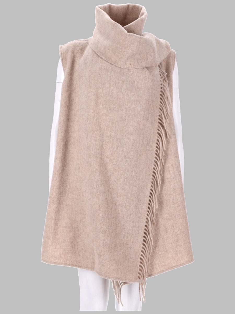 Gilet With Scarf Beige Wool Polyamide Waistcoats & Gilets