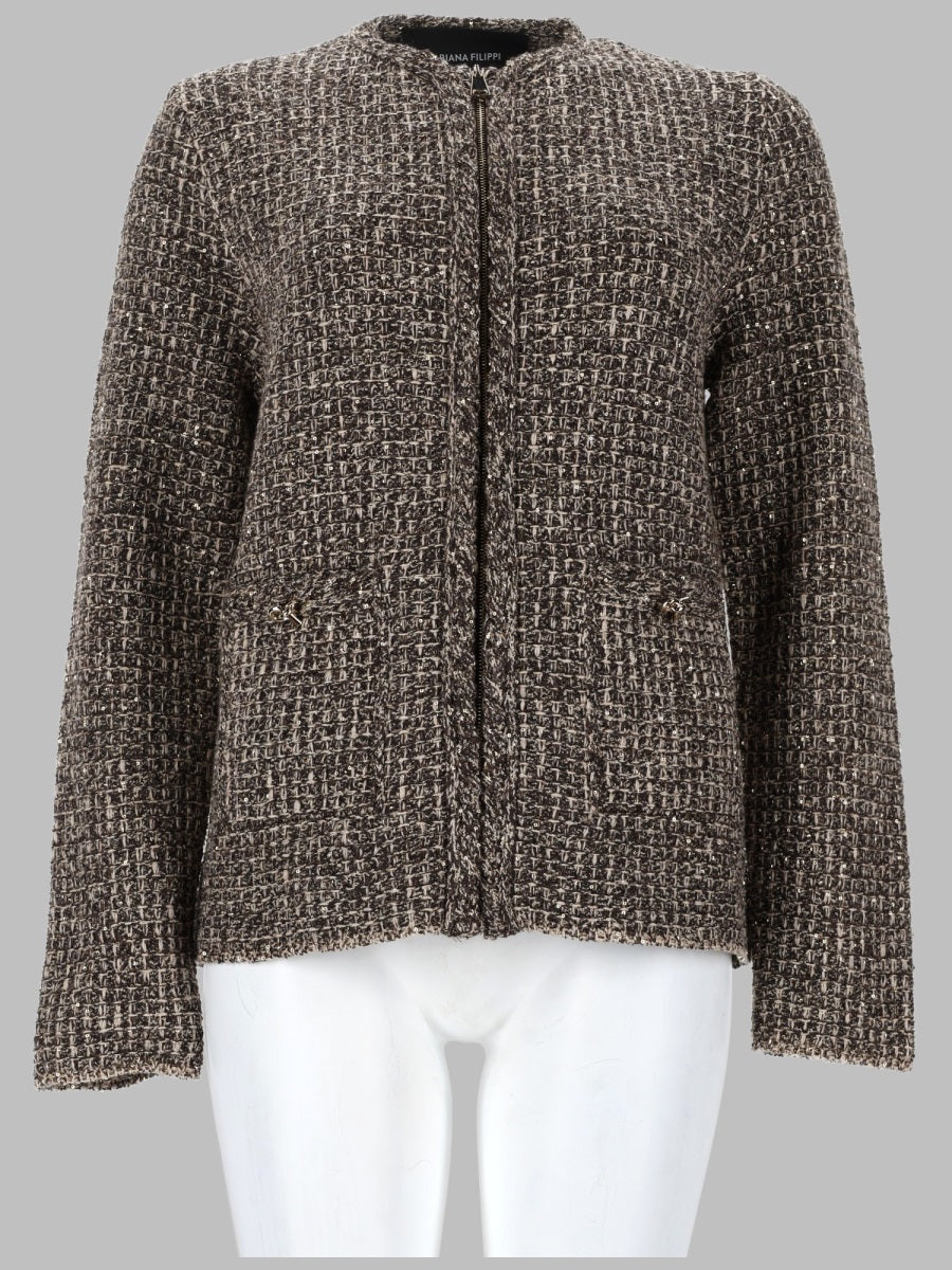 Tweed Jacket Beige Wool