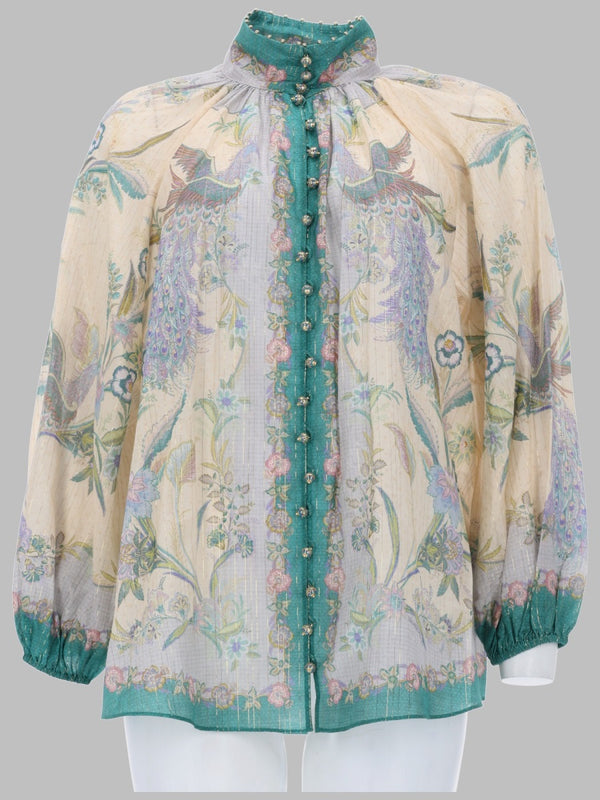 Blouse Indra Multicolour Cotton Silk Metallised Fibre Shirt