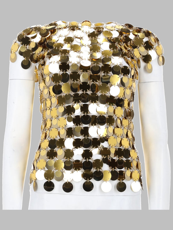 Top The Gold Sparkle Disc Plastic Tops
