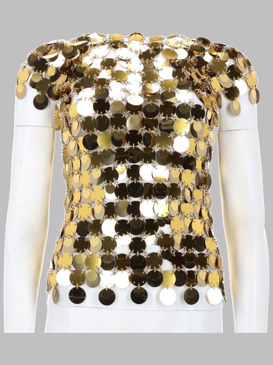 Top The Gold Sparkle Disc Plastic Tops