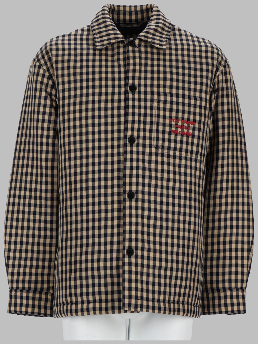 Overshirt Checked Cotton Beige Jacket