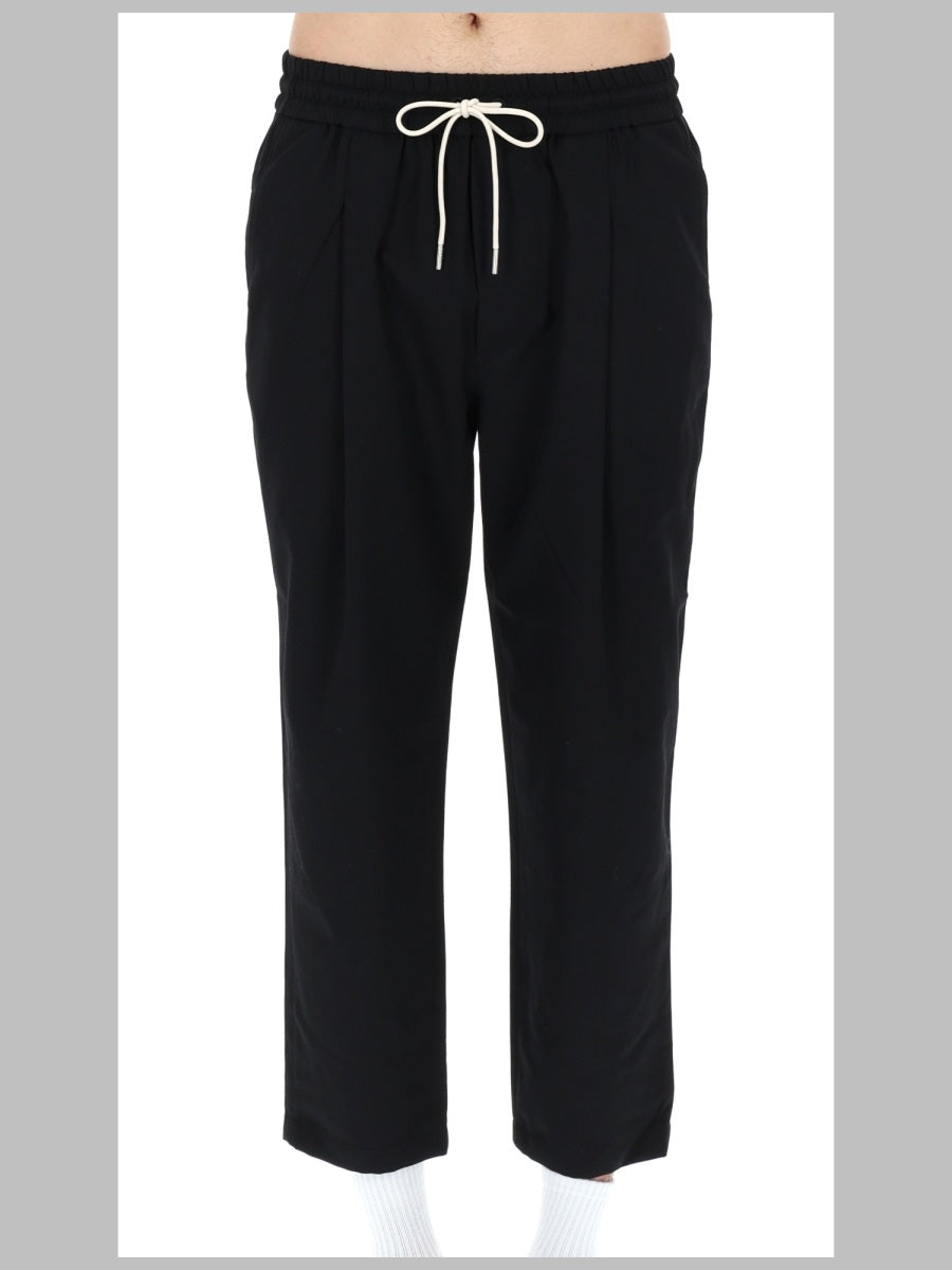Cropped Trousers Black Main Fabric: Virgin Wool