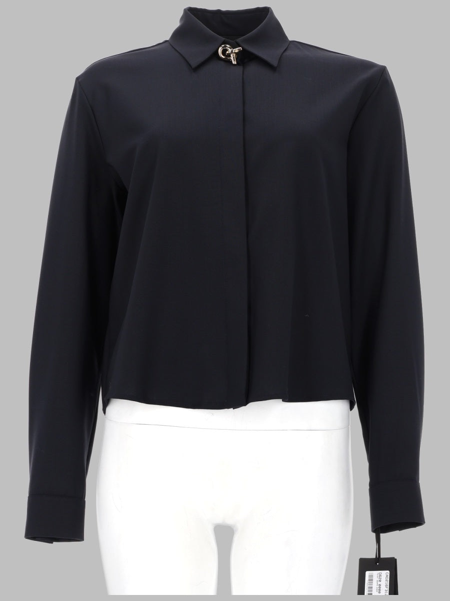 Shirt Boxy Fresco Wool Blue Virgin