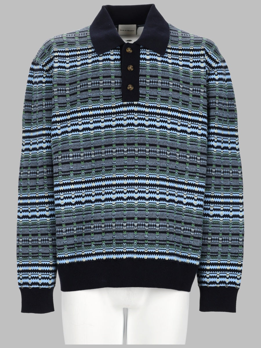 Knit Polo Shirt Blue Cotton Jumpers