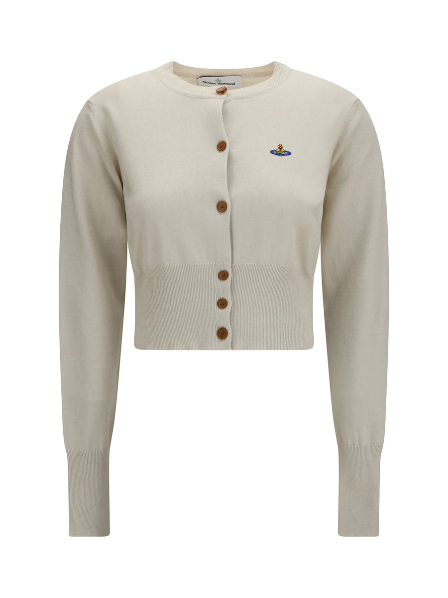 Bea Crop Cardigan Dove White Cotton; Kashmir/capra Hircus