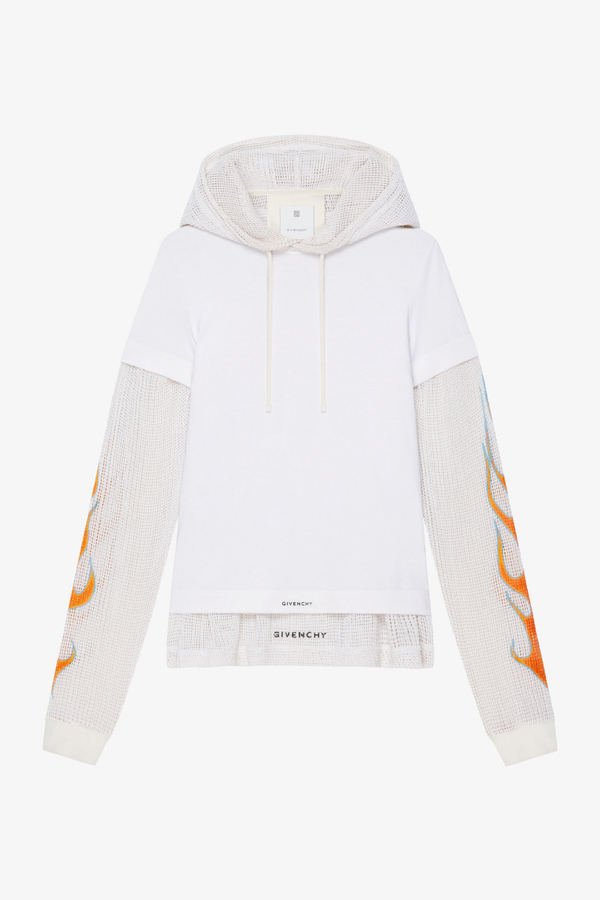 Givenchy Jersey & Mesh Hoodie All-In-One Look8-18_white White Clothing