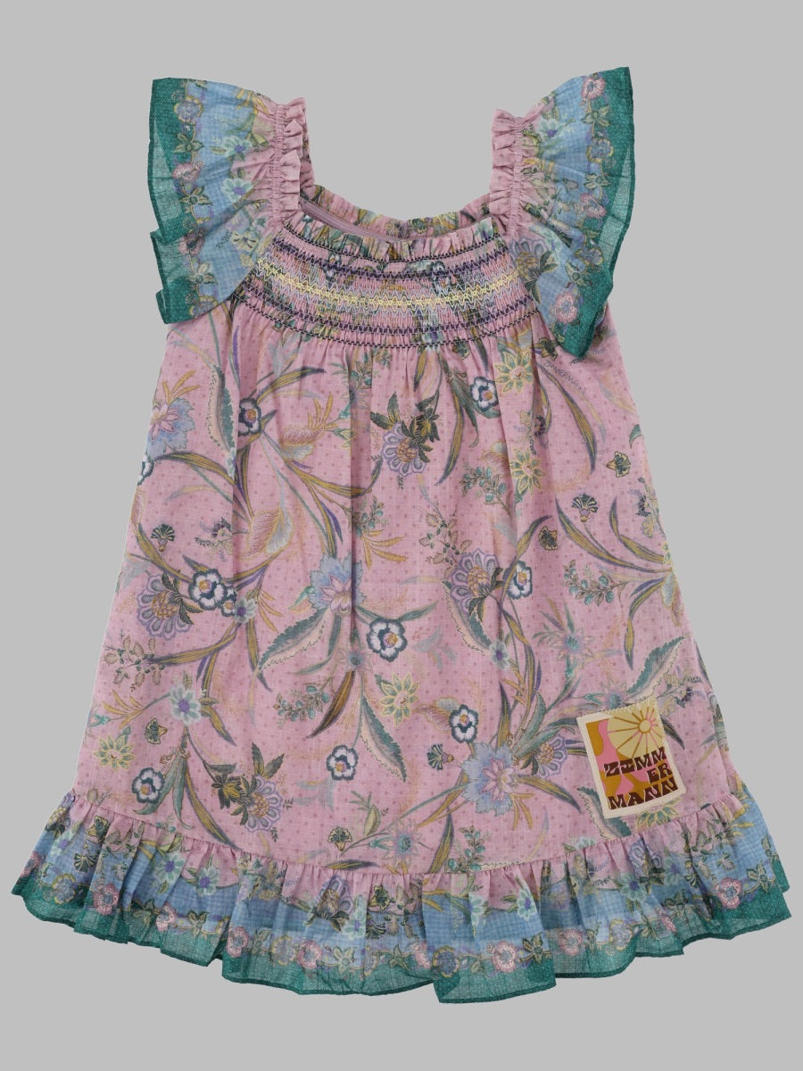 Kids Flutter Dress Indra Pink Cotton