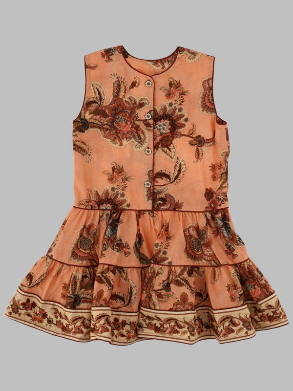 Dress Aster Kids Contrast Hem Pink Cotton