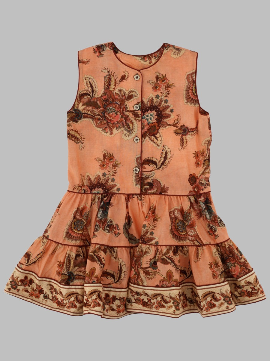 Dress Aster Kids Contrast Hem Pink Cotton