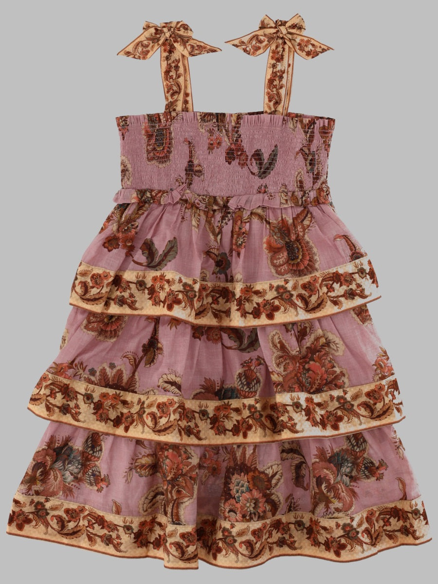 Kids Tiered Dress Aster Multicolour Cotton