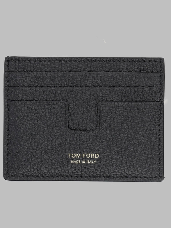 Card Holder T Line Leather Black Wallets & Purses