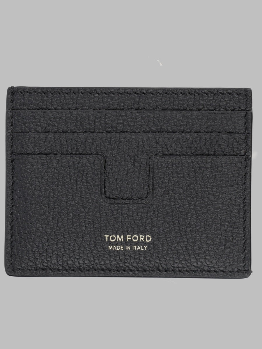 Card Holder T Line Leather Black Wallets & Purses