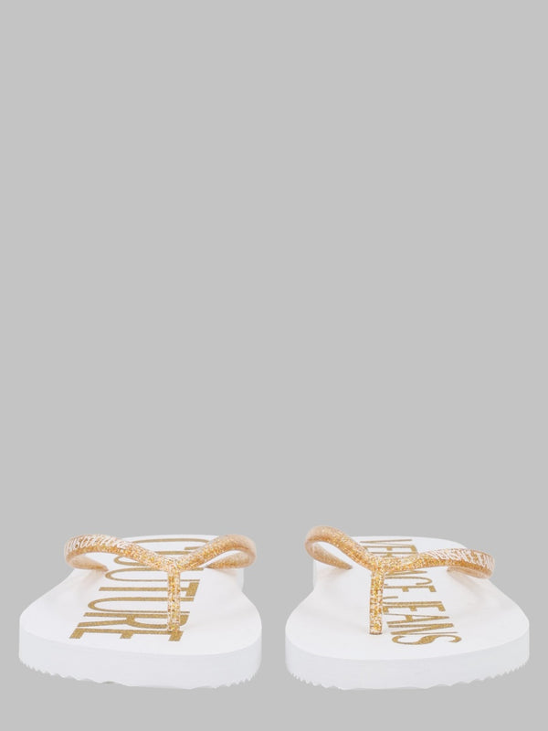 Flip Flops With Logo Gold Pvc Shoe
