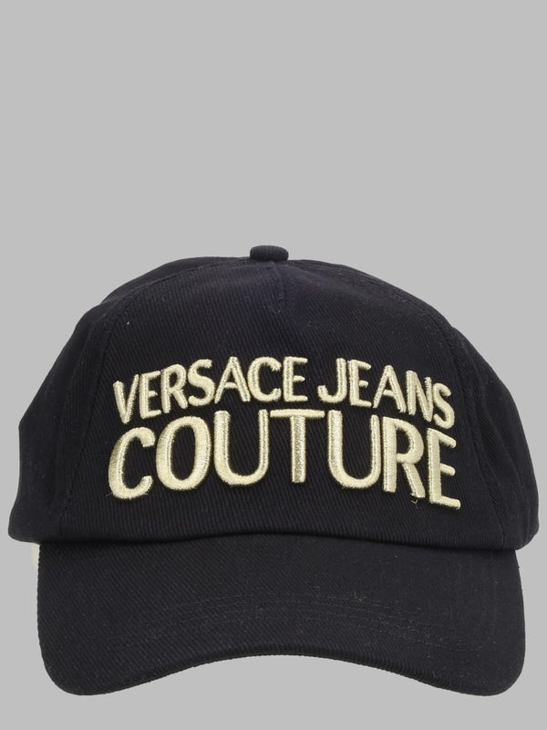Baseball Cap With Metallic Logo Black Cotton Hat