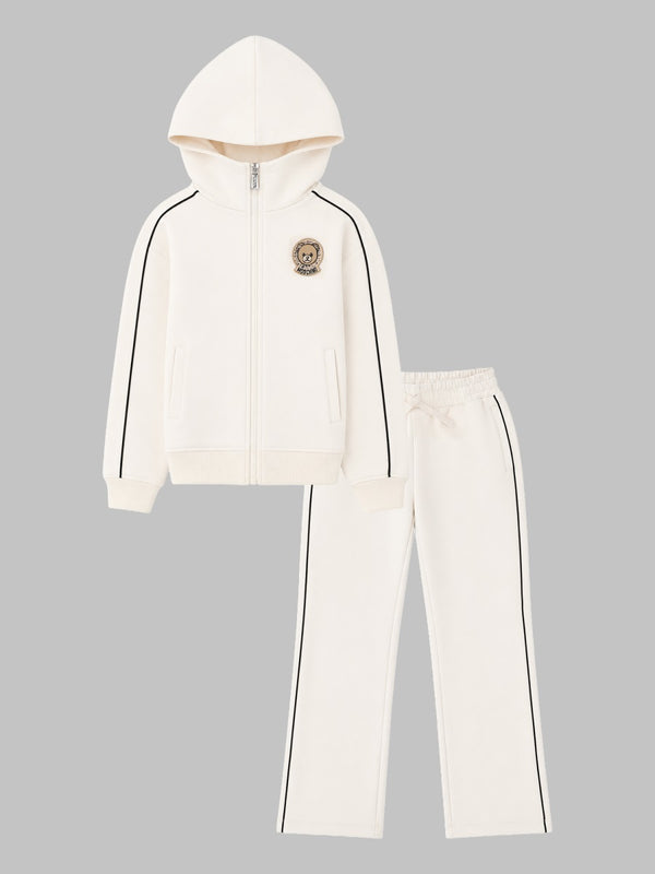 Hooded Tracksuit Ivory Cotton Polyester Elastane Track Pants