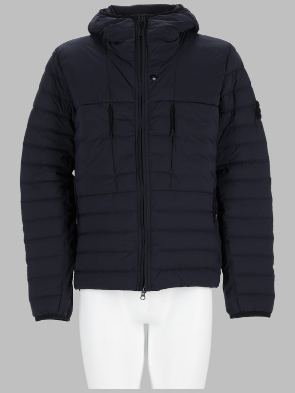 Hooded Jacket Blue Polyamide Elastane