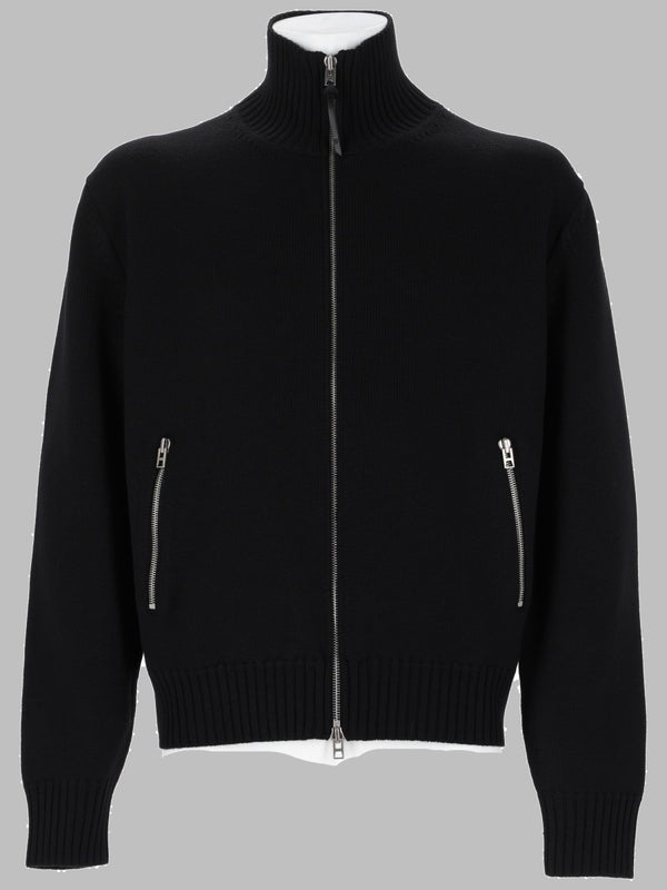 Merino Wool Zip Jumper With Patch Black Jumpers