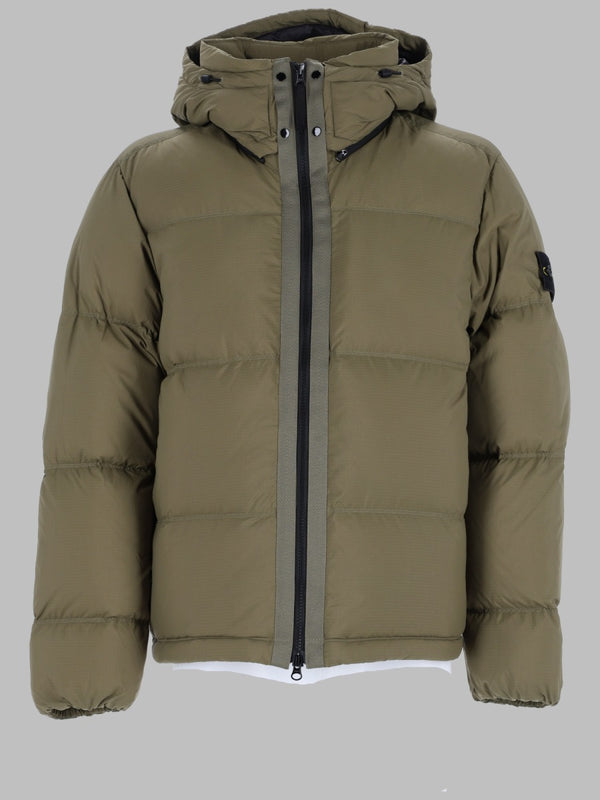 Down Jacket With Removable Hood Green Polyamide Trench & Raincoats
