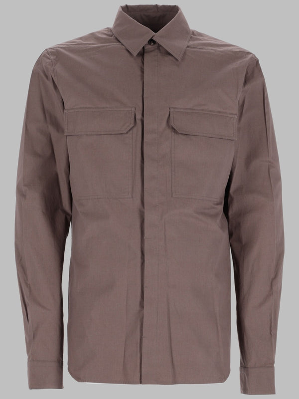 Shirt Work Poplin Brown Cotton